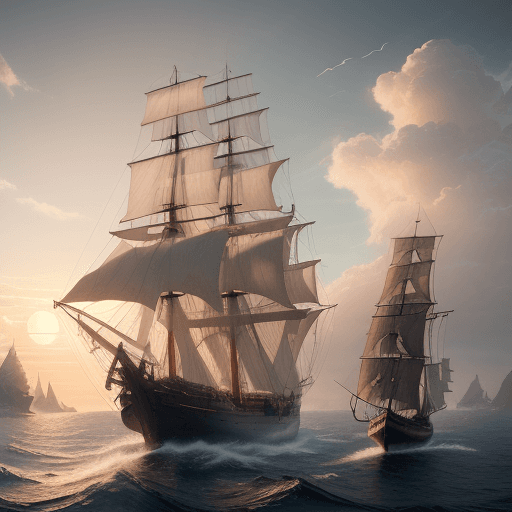 AI generated: Photo of a ultra realistic sailing ship, dramatic light, pale sunrise, cinematic lighting, battered,...