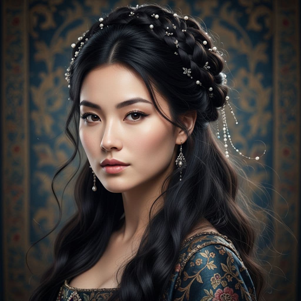 AI generated: A **hyper-realistic, ultra-detailed portrait** of a **stunning female character** with **fair skin**...