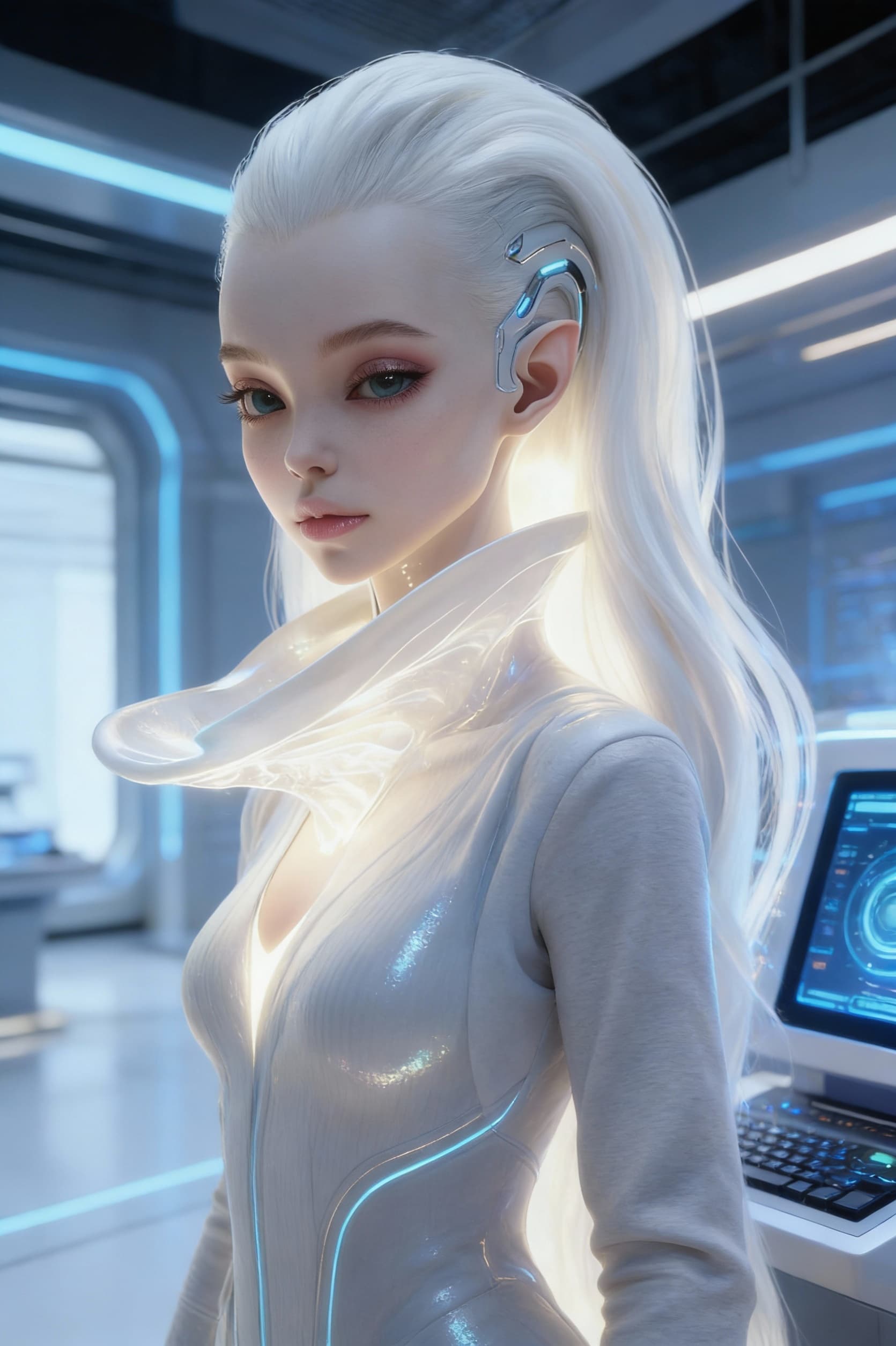 AI generated: Use Reference Images to imagine, in detail, an AI construct of the character emanating from a consol...
