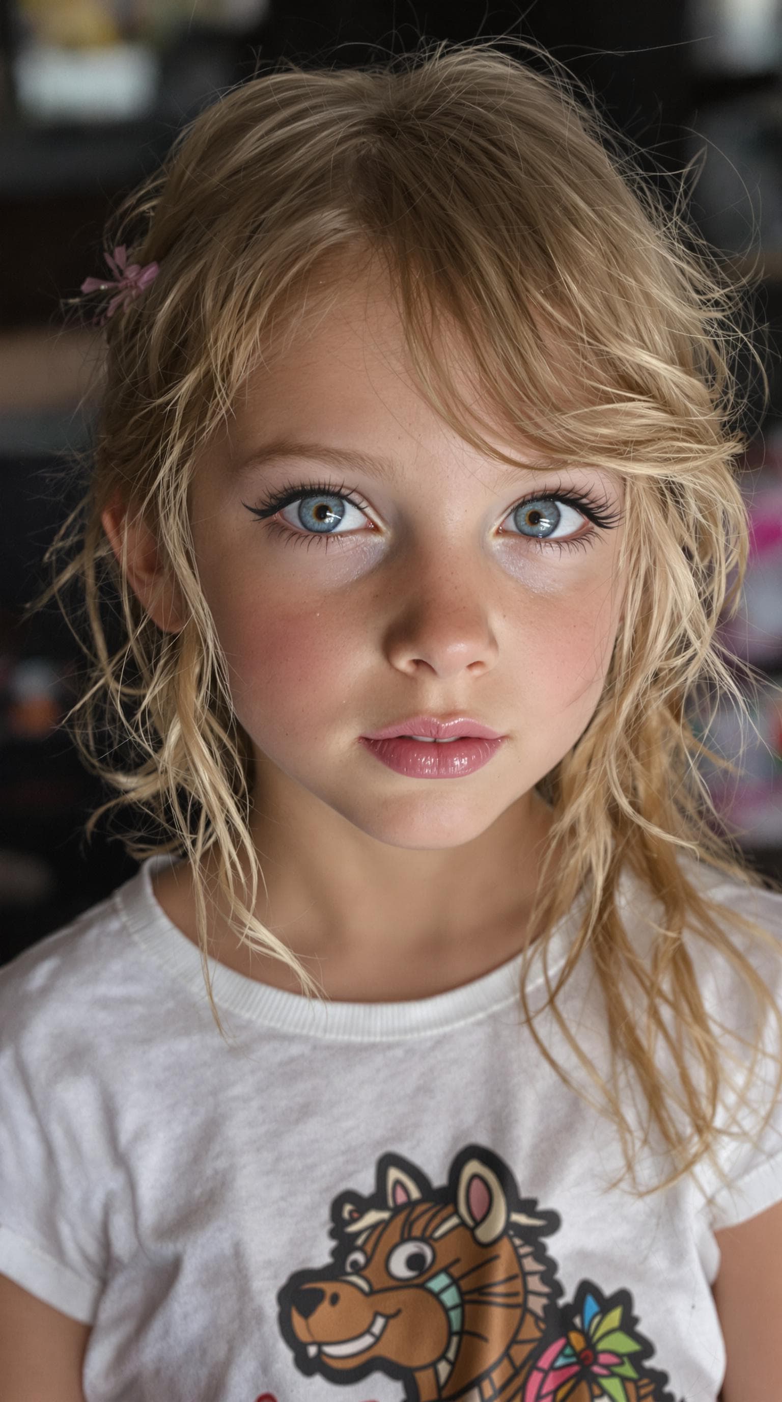 AI generated: a professional photo of a exceptionally beautiful girl in the world (age 7), (seven year old) Taylor...