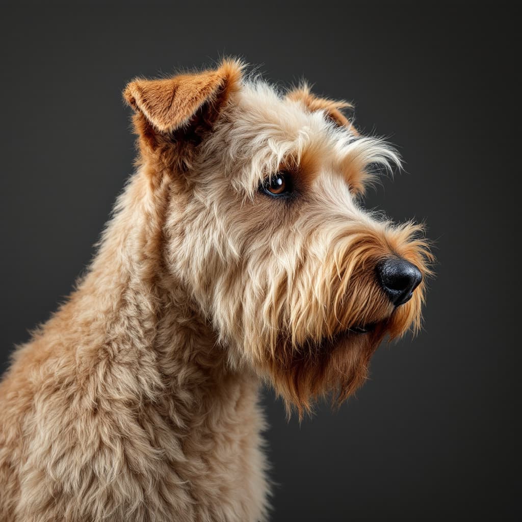 AI generated: A detailed portrait of a  soft-coated wheaten terrier,  showing a luxurious,  fluffy, light-brown co...