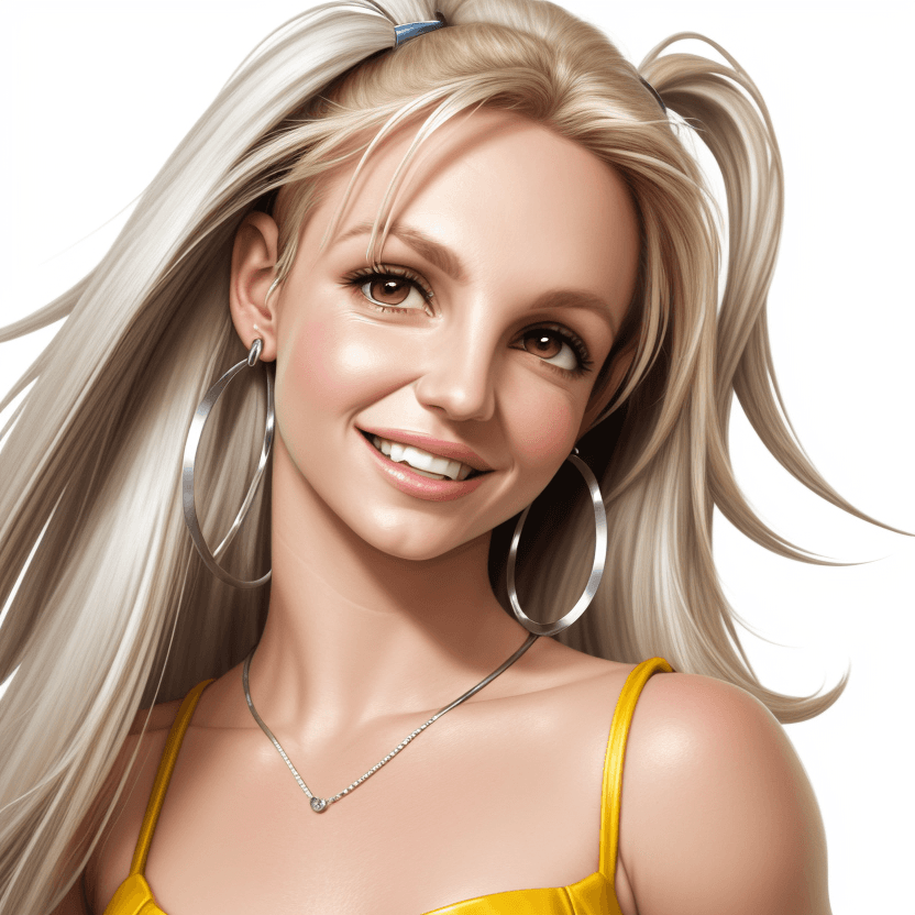 AI generated: Britney Spears, cartoon, semi realistic, 4k, headshot, body toward camera, eyes staring into camera,...