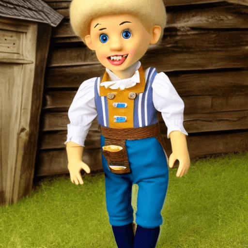 AI generated: full body image of a skinny blonde boy in a Bavarian costume, lederhosen with flap open, hard penis,...