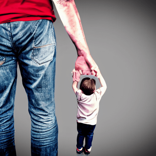 AI generated: tattoo design of a father walking down a ladder hand in hand with his children. with a clock in the ...