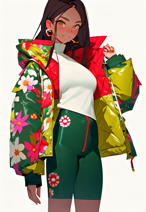 AI generated: <niji-se-flowers>, 1girl, down jacket, christmas