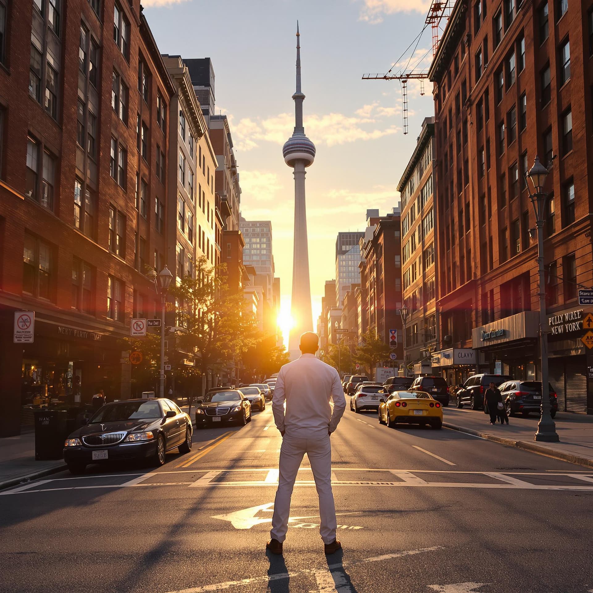 AI generated: hyper realism, high detail, octane render, 8k , some white guy standing on the new york higher stree...