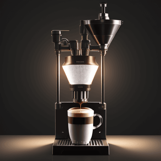 AI generated: coffe machine industrial design with leds and coffe triturator