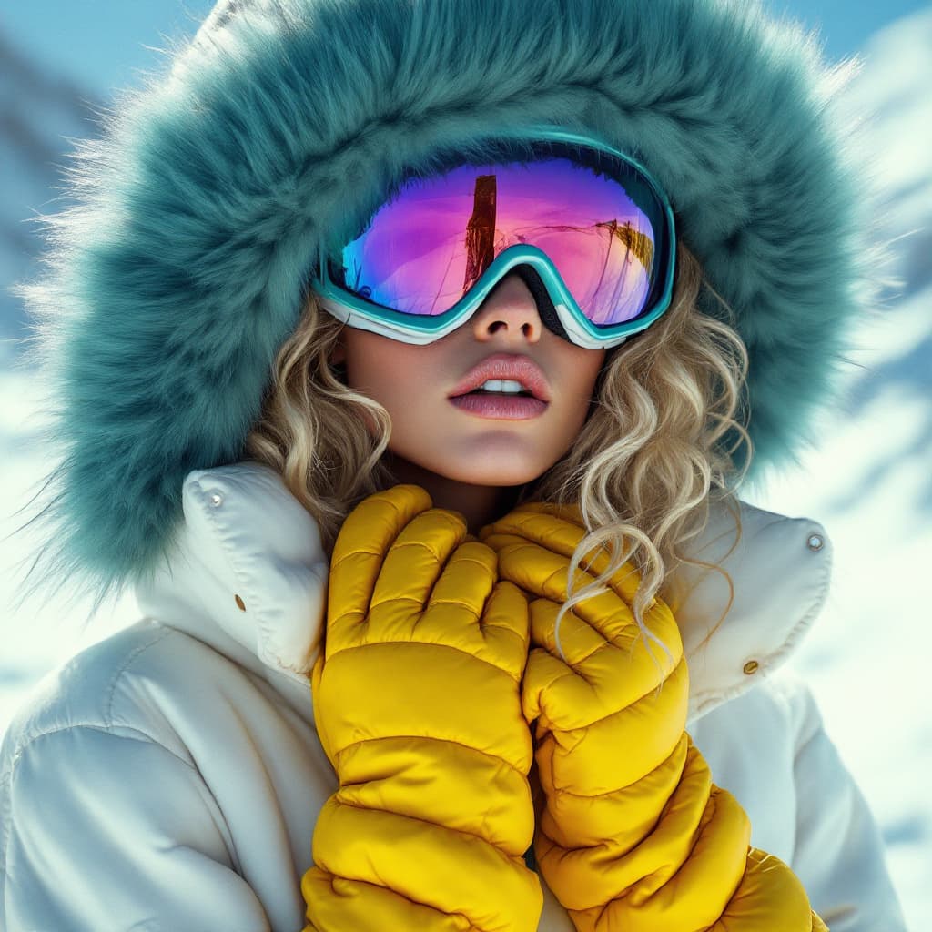 AI generated: [Edgy medium fashion photo] + [Model wearing a white puffer jacket with subtle quilting, oversized d...