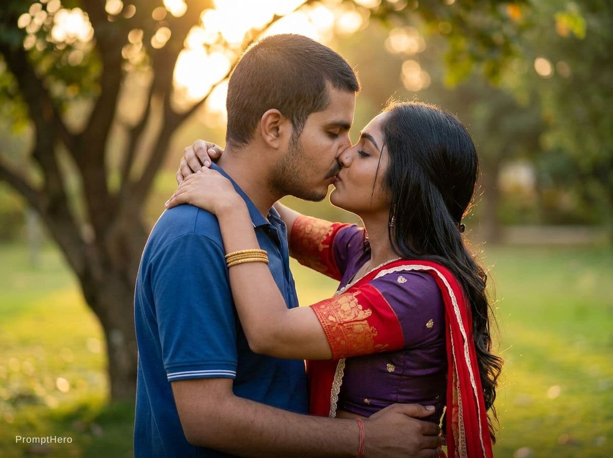 AI generated: Kissing hot of romantic couple 