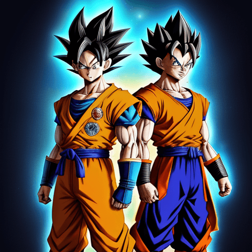 AI generated: Anime Style 
Goku and vegeta 
T Posing goku with orange and blue gi vegeta with samari armour 
A Dra...
