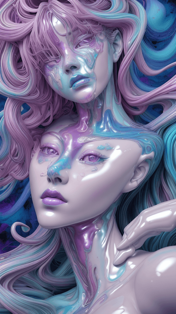 AI generated: "hey girl im on acid i can feel my soul", complex background, colorful best image quality, porcelain...