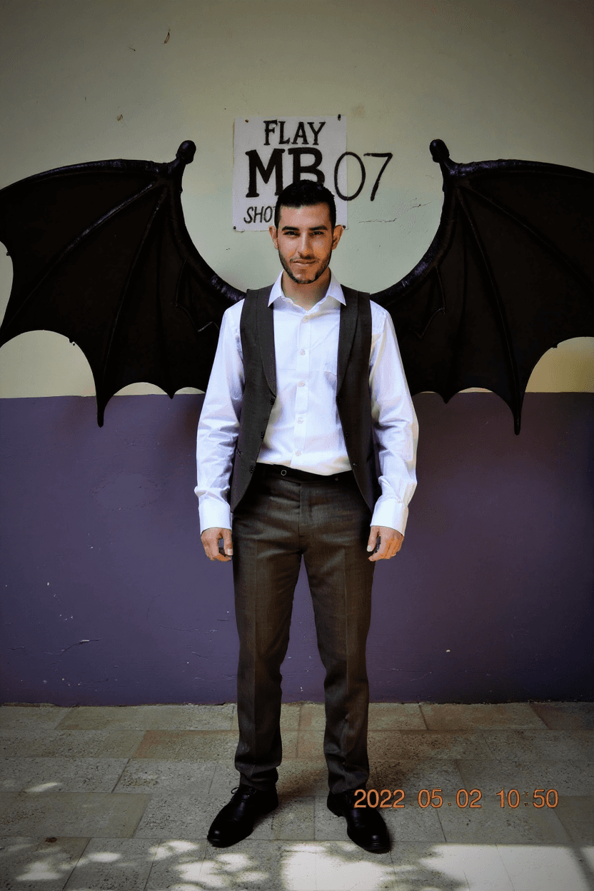 AI generated: Full body view. Bold composition, bold pose, album cover, wide angle, full frame: From afar, facing ...