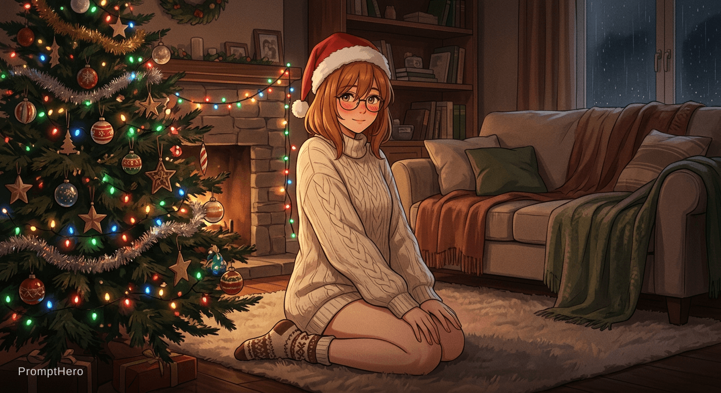 AI generated: masterpiece, best quality, anime style, cinematic light, warm colors, cozy, nsfw, 1girl kneeling nex...
