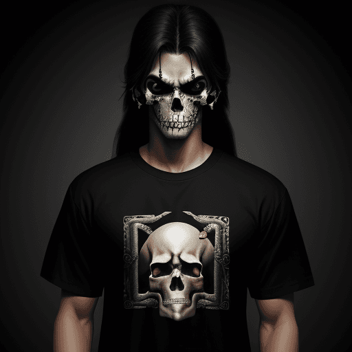 AI generated: black shirt y2k high resolution with skulls and tribals