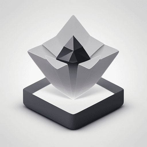 AI generated: Rounded edges square mobile app logo design, 3d origami of solar crystal, subtle gradient, minimal g...
