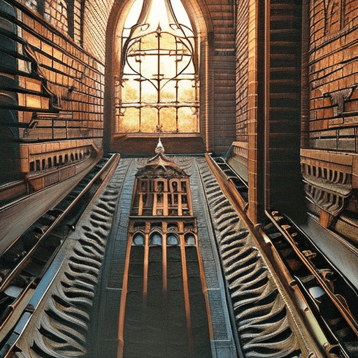 AI generated: Fantastic angle view of a Gothic Hellgate Tower, dim, hell, underworld masterpiece, shadows, expert,...
