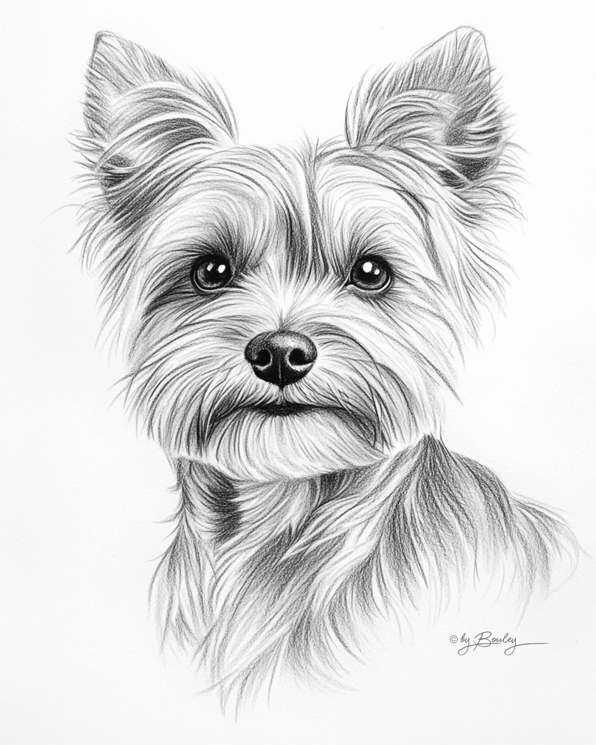 AI generated: simple pencil sketch drawn using black pencil on a white piece of paper, a portrait sketch of a York...