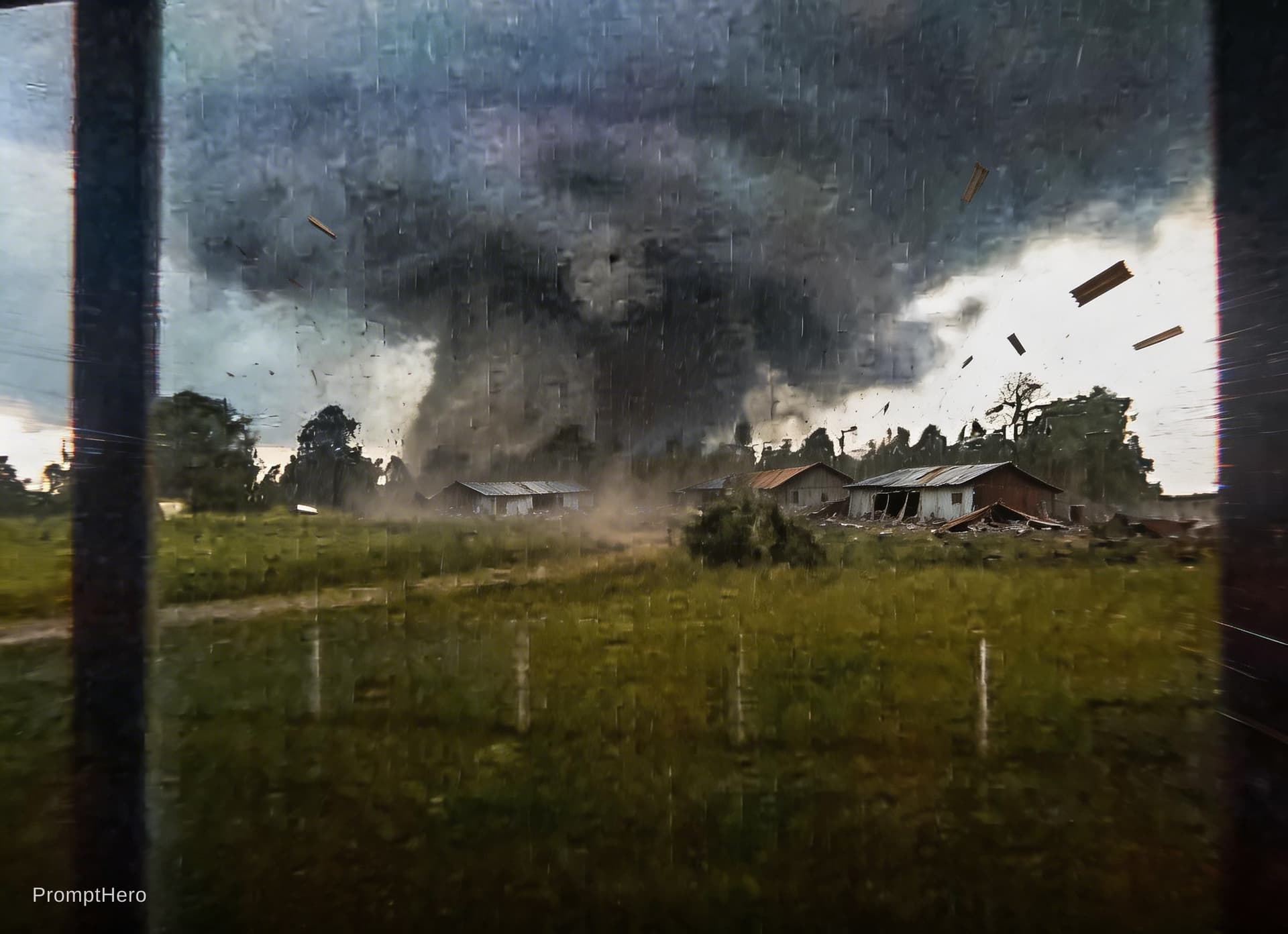 AI generated: First-person POV of a human standing near the devastating EF5 tornado in Rainsville 2011, Alabama, U...
