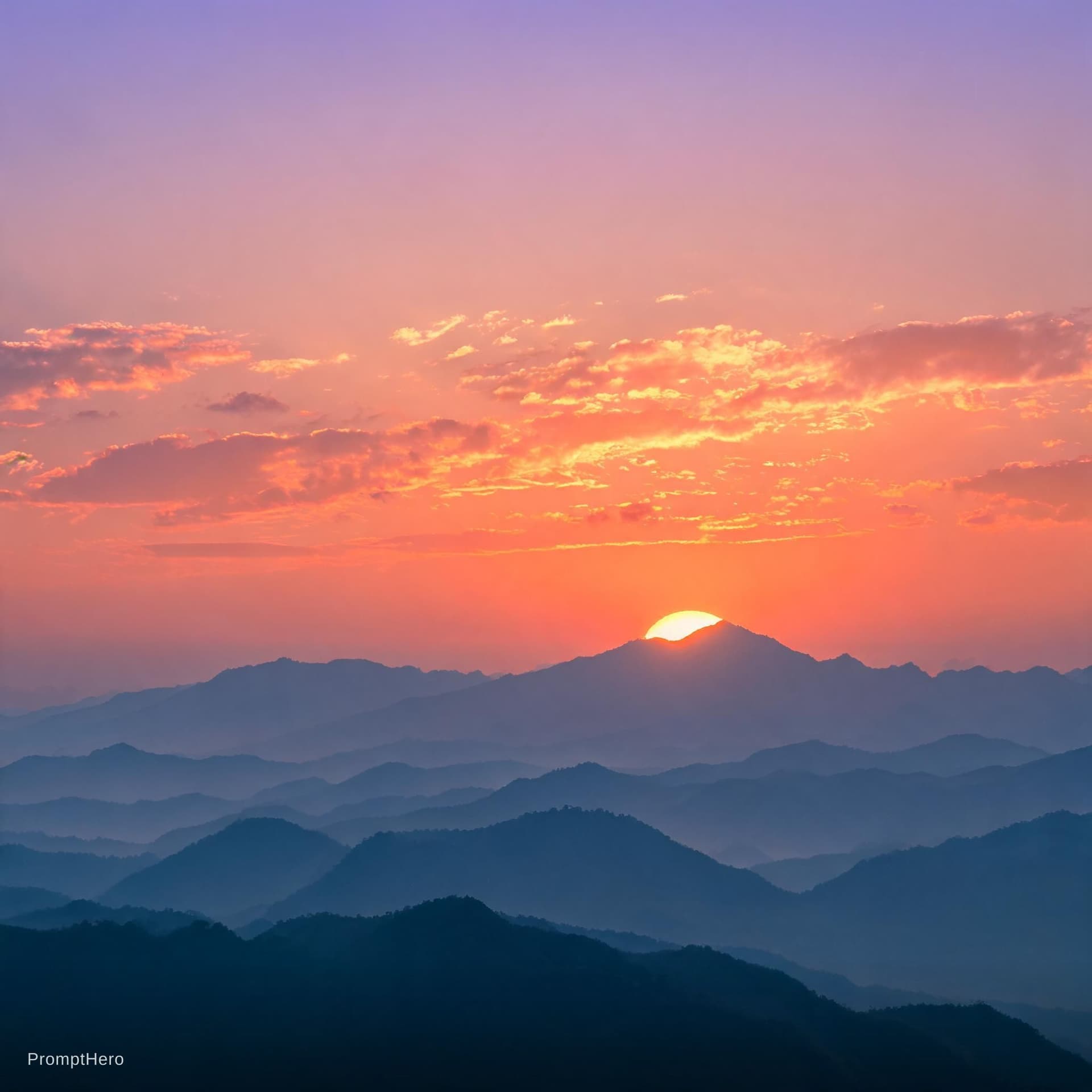 AI generated: a beautiful sunset over mountains 