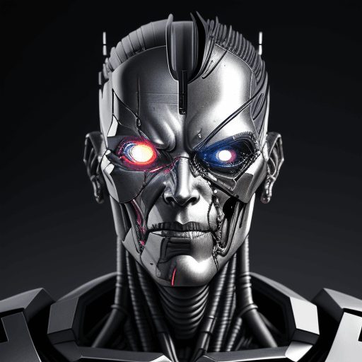 AI generated: portrait of robot Terminator, cyborg, evil, in dynamics, highly detailed, packed with hidden details...
