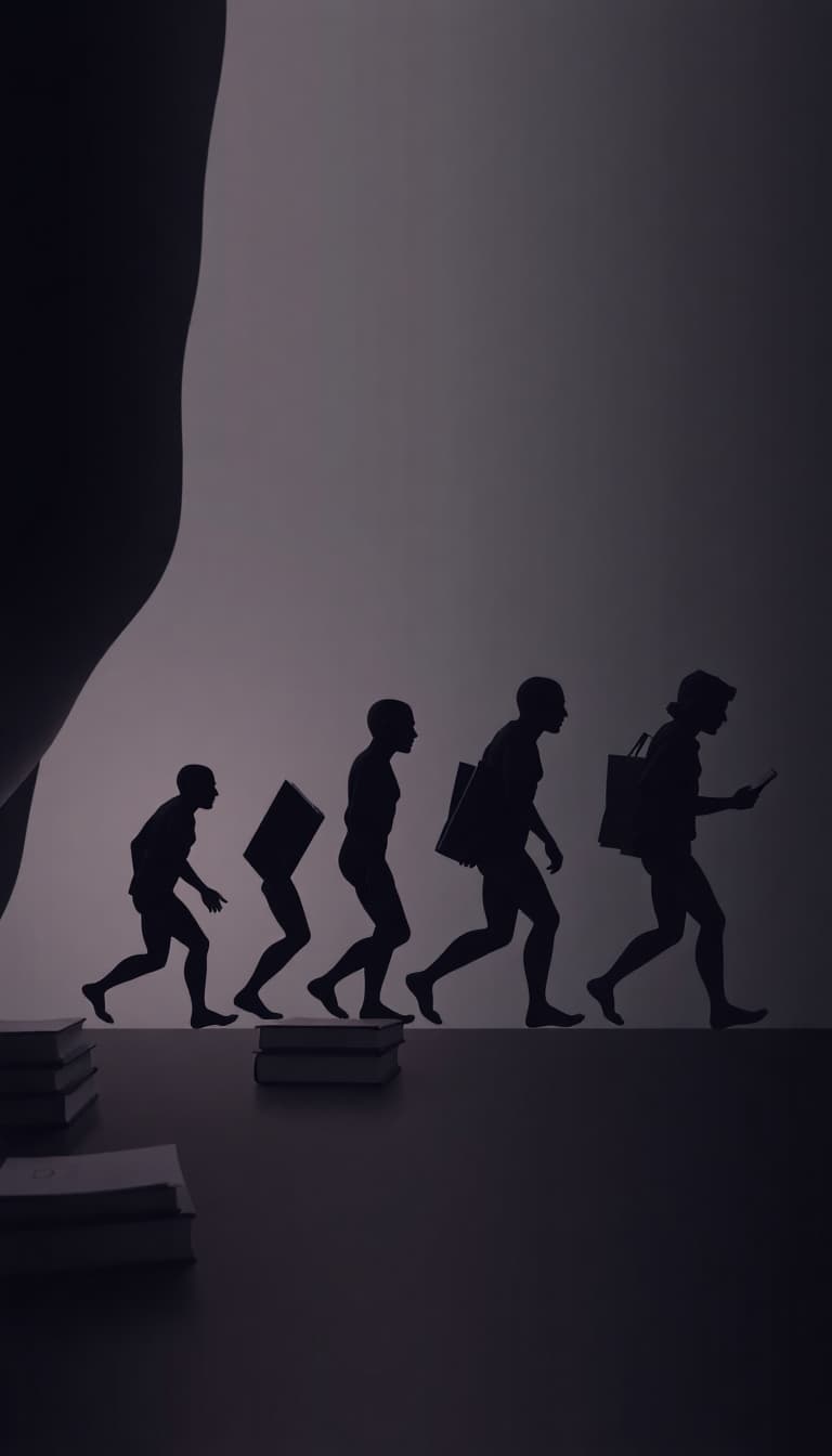 AI generated: Human evolution with books