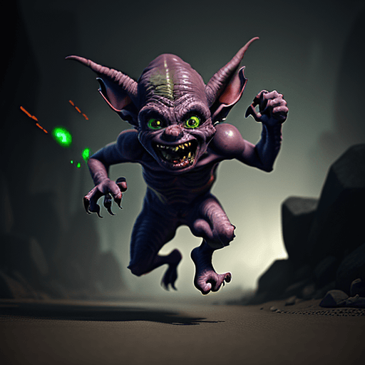 AI generated: a crazy insane goblin running at the camera, nanite rendering, 8k quality, hyper realistic, volumetr...