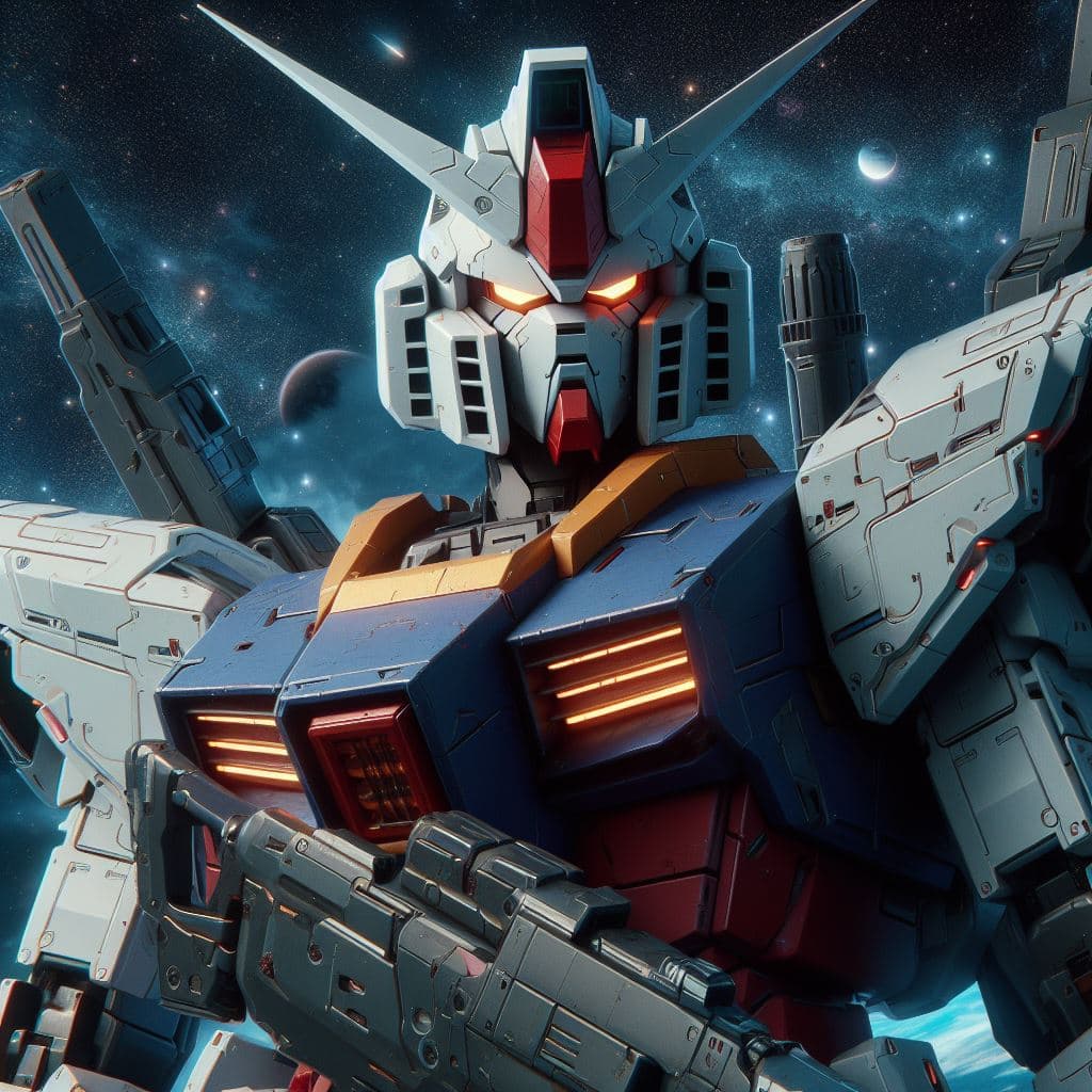 AI generated: Gundam ready player one, plano general, realismo, 4k