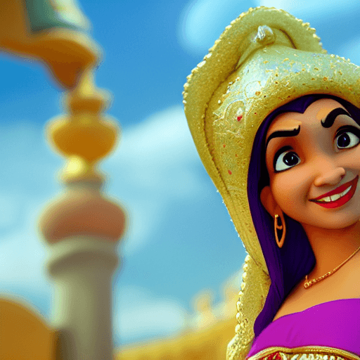 AI generated: Jasmine from 1998 Aladdin Disney , seductive smile, cinematic, hyper realism, high detail, octane re...