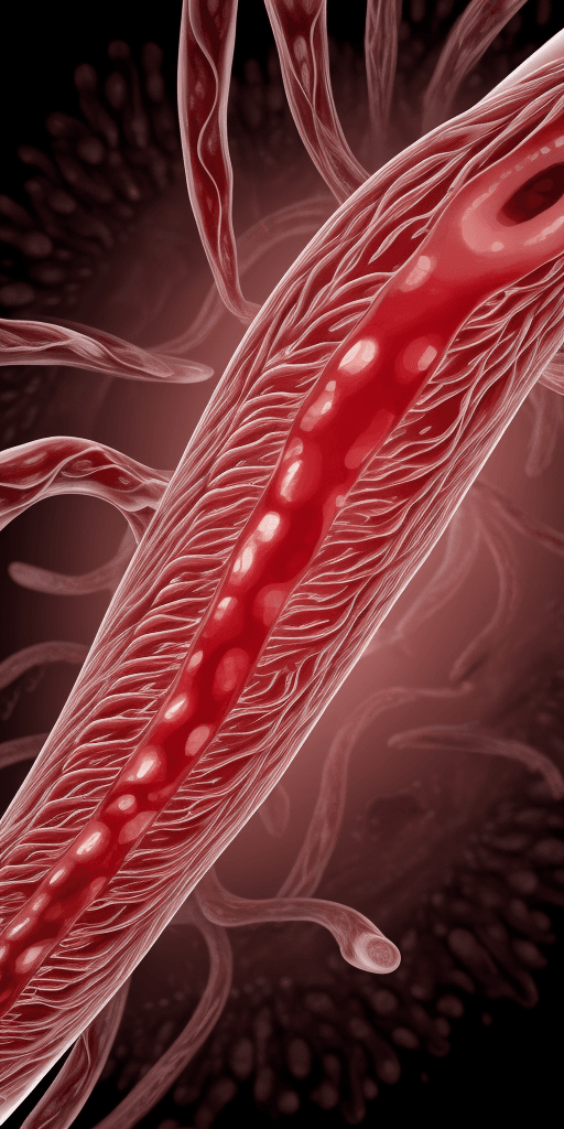 AI generated: blood stream into cells
