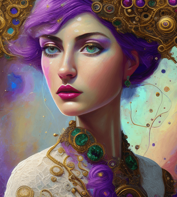 AI generated: Oil painting, high resolution 8k, Pollock master painter, Byzantine artwork, 
young lady close up , ...