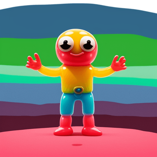 AI generated: colourful sour belt candy in a landscape orientation standing on two small feet, it has small hands ...