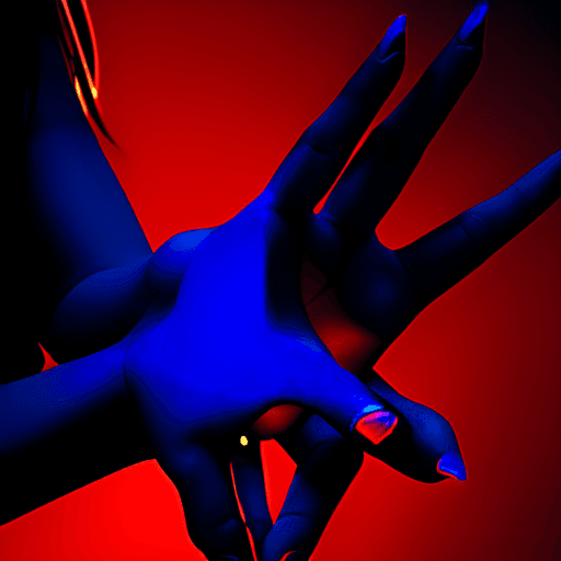 AI generated: Perfect women's hand, intricate detail, ultra-realistic photography,background with gradient red and...