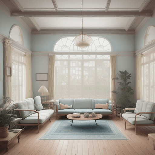 AI generated: High resolution photography interior design, dreamy sunken living room conversation pit, wooden floo...