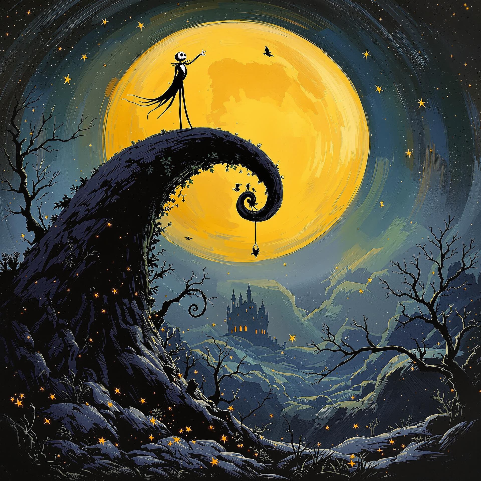 AI generated: Nightmare before Christmas, waiting for a wonder, beautiful
