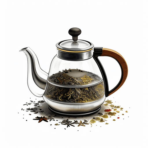 AI generated: watercolor, tea kettle clip art, universe ambiance, mystical, tea leaves, spices, tea kettle, isolat...