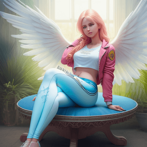 AI generated: very beautiful girl in bright leggings, white short top, charismatic personality, professional photo...