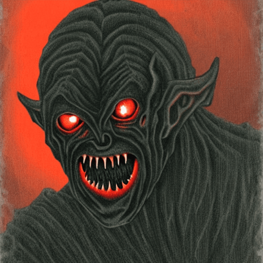 AI generated: Horror black creature,scary old demon,sore face,