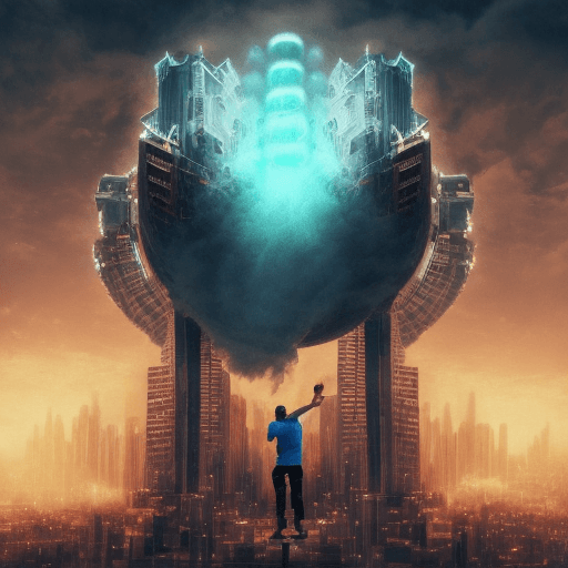 AI generated: Create a cover art for a rap song named "Flow Pesao", depicting a Latin white thin guy facing a big ...
