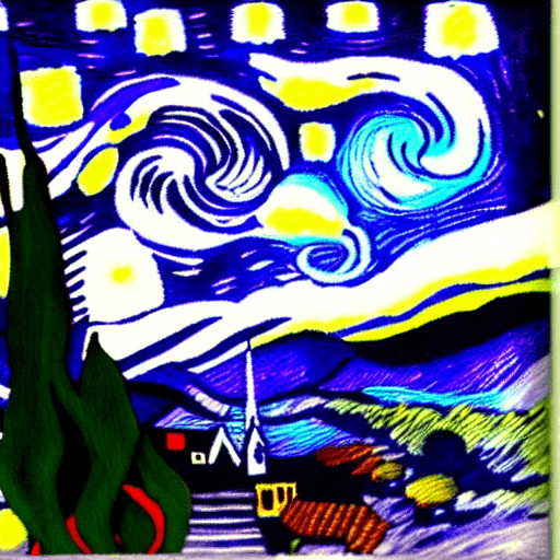 AI generated: tifa lockheart, starry night background,  painted by vincent van gogh