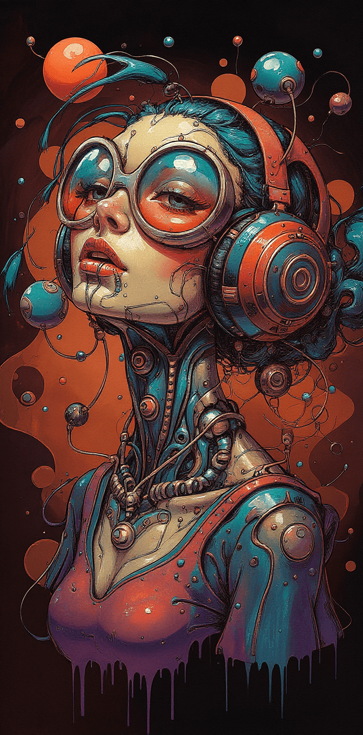 AI generated: People celebrating love , with a futuristic-looking face, in the style of fantastical contraptions, ...