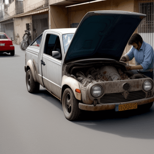 AI generated: MECANICO DE AUTOS TRABAJANDO EN UN AUTO CHOCADO
