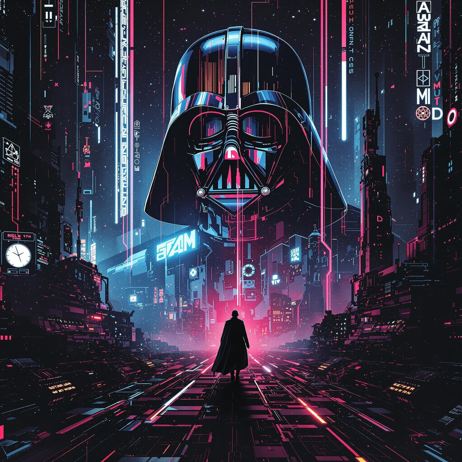AI generated: legandary star wars movie poster in the style of cyberpunk