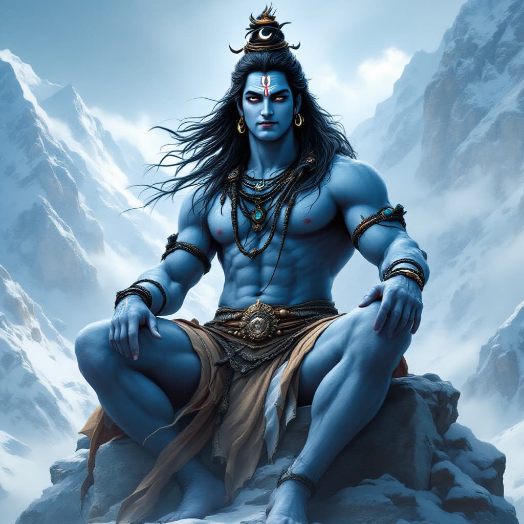 AI generated: A breathtaking full-body portrait of Lord Shiva, the Supreme Lord of Creation, Preservation, and Des...