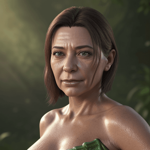AI generated: photo d&d beautiful 44 year old woman "half female half frog" ultra photorealistic high detail