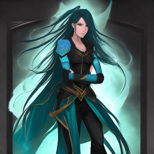 AI generated: Create a detailed digital image of Sage from Valorant. She should be depicted with long, flowing bla...