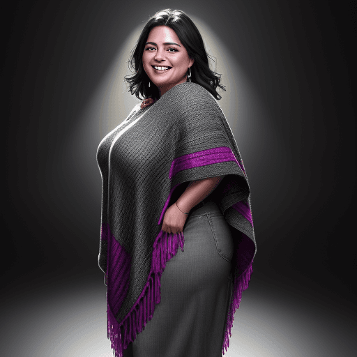 AI generated: dark background, dramatic light, backlight, rim lighting, (chubby:0.3), mexican woman 44yo, laughing...