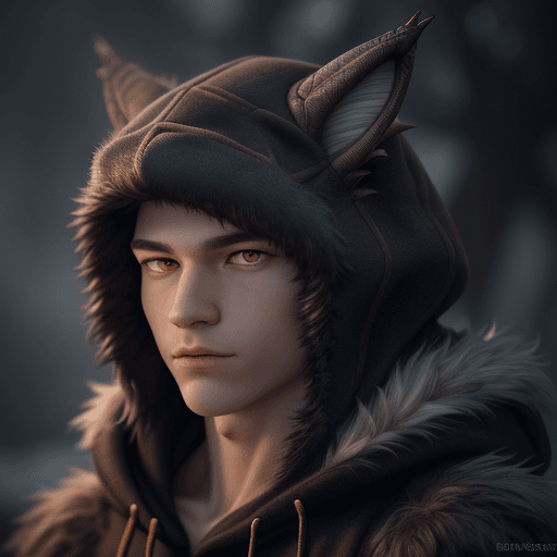 AI generated: dragon, portrait, detailed fur, furry, anthro,solo, 1boy, hoodie, (realistic, photo-realistic:1.37),...