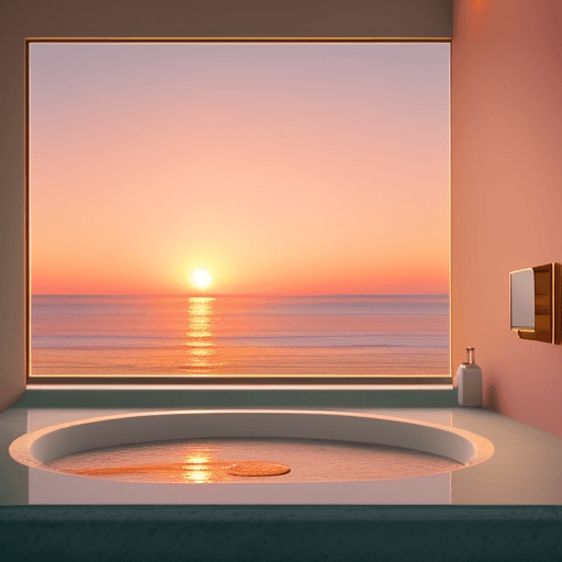 AI generated: Generate a stable diffusion image capturing the serene beauty of a shower with a stunning sunrise se...