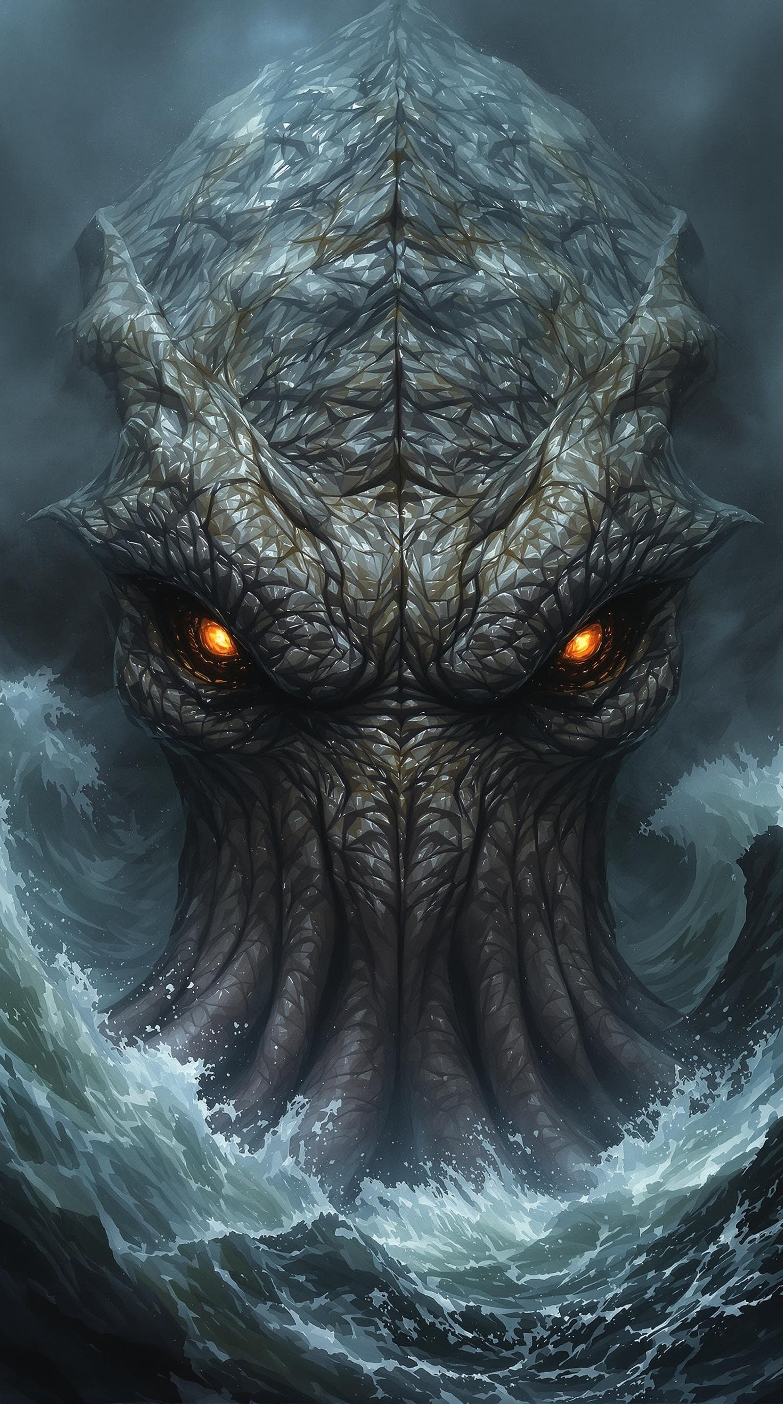 AI generated: Emerging from the churning waters, a colossal sea creature reveals itself—a mythical behemoth with s...