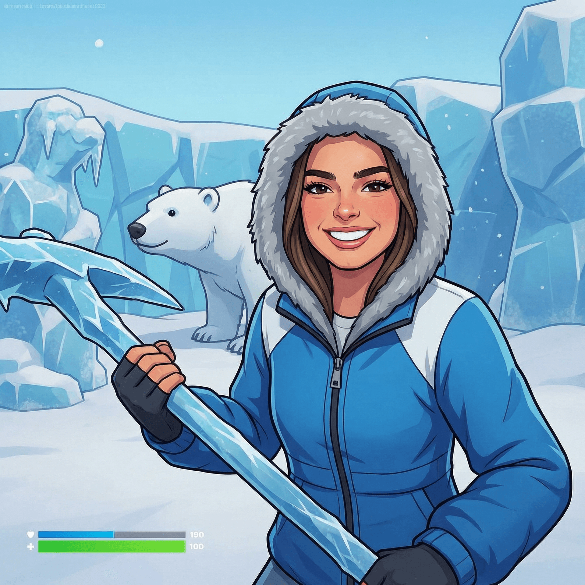 AI generated: Transform her into a Fortnite character. Maintain her facial identity and likeness. Don't change her...